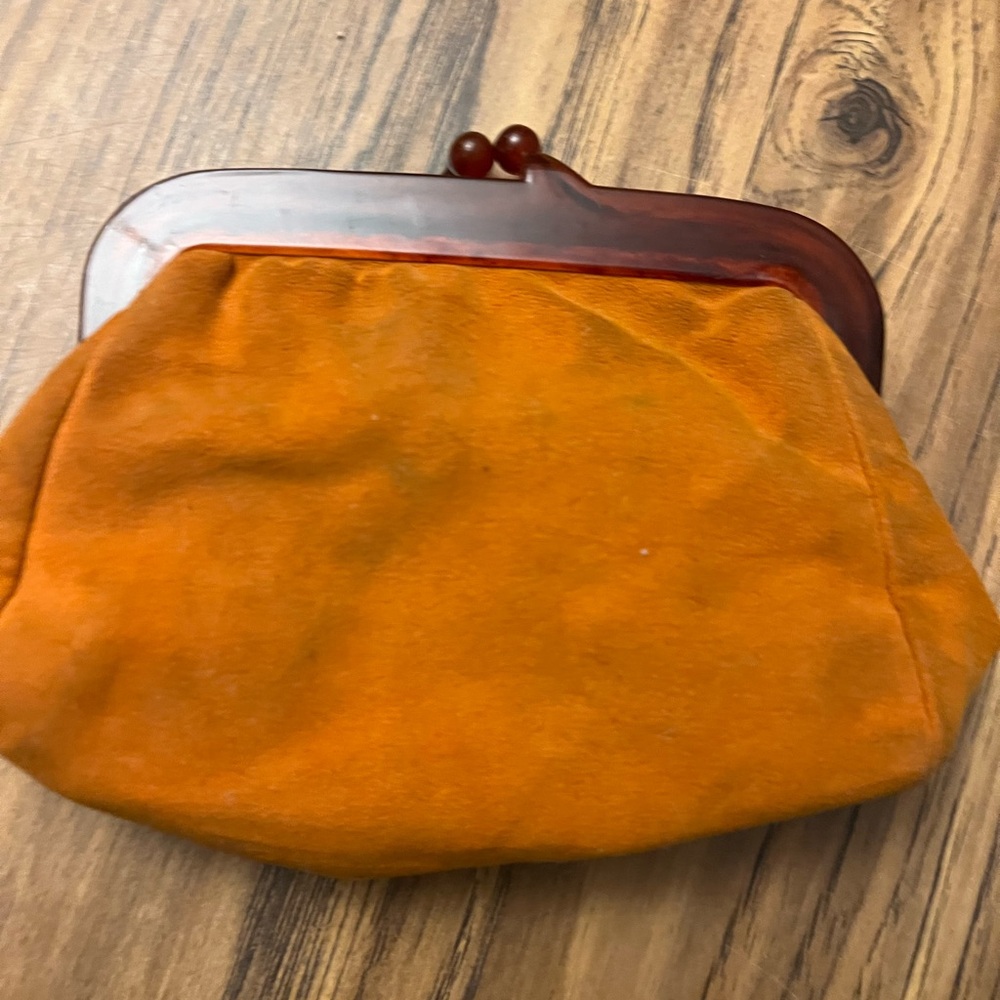 Orange suede coin purse